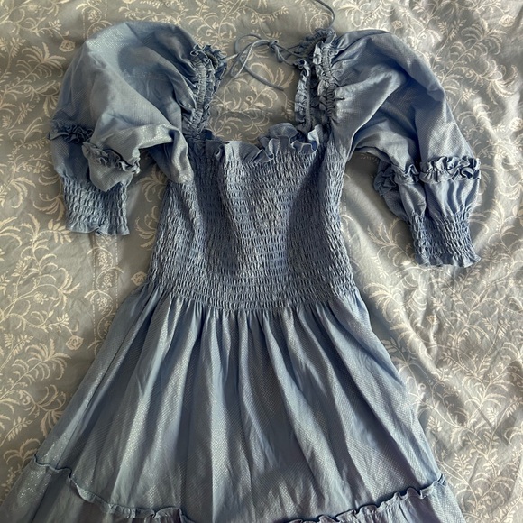 Hill House Nesli Nap Dress in Light Blue Glitter Check, XS - Picture 3 of 6